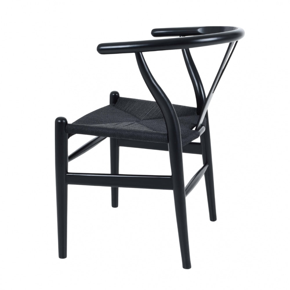 Wishbone Black Beechwood And Black Hemp Weave Dining Chair