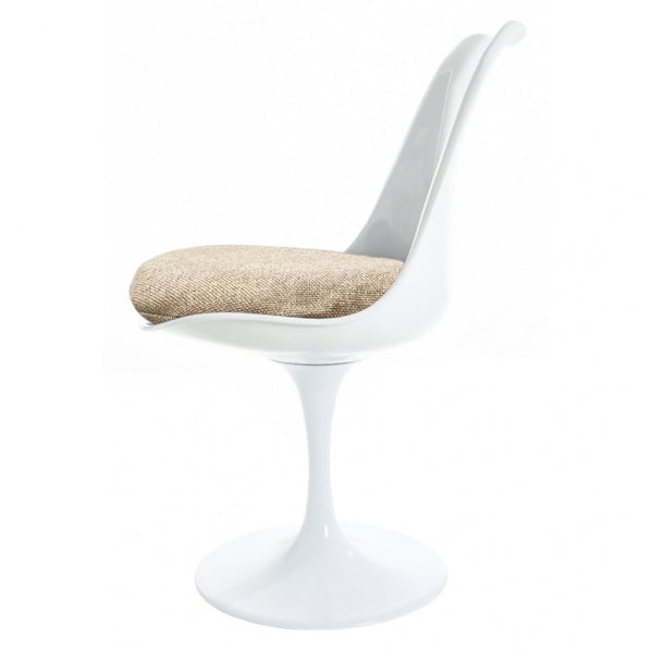 White and Velveteen Beige Chelsea Side Chair