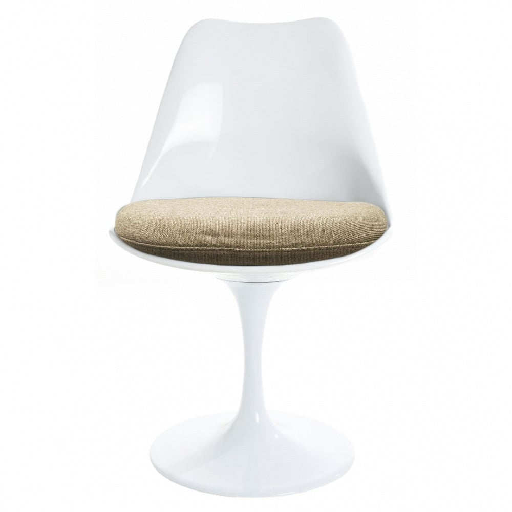 White and Velveteen Beige Chelsea Side Chair