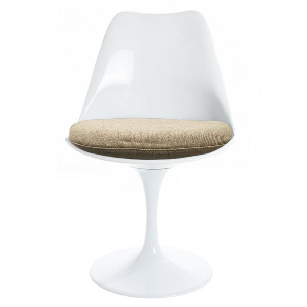 White and Velveteen Beige Chelsea Side Chair