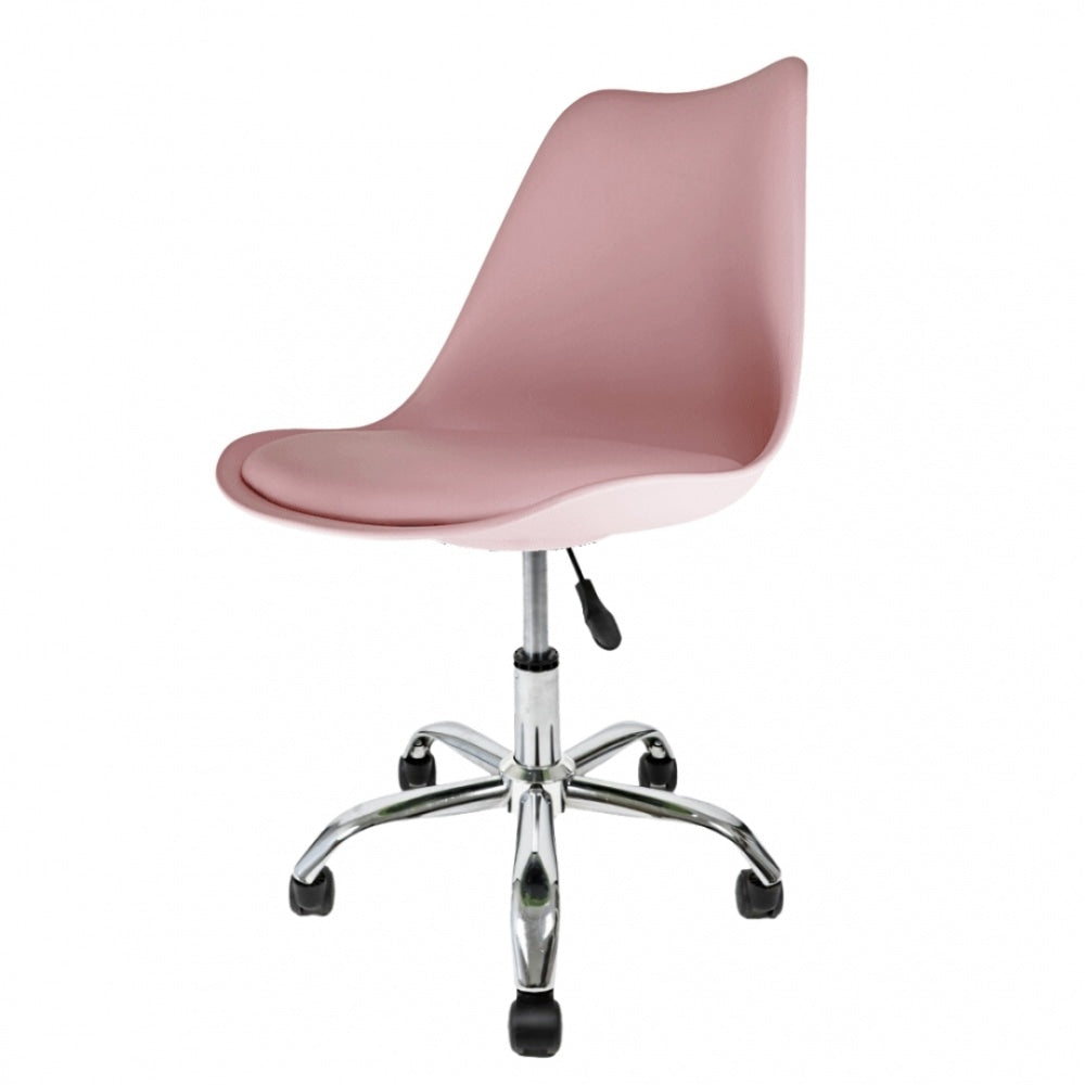 Soho Blush Pink Plastic Desk Chair Swivel Base