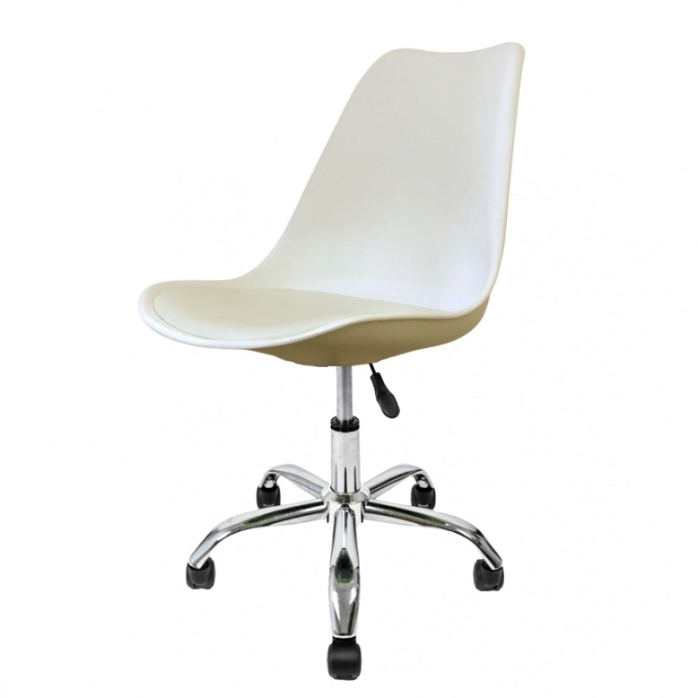 Soho Vanilla Plastic Desk Chair with Swivel Base