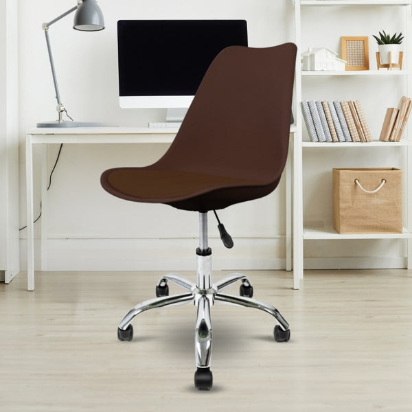 Soho Chocolate Plastic Desk Chair with Swivel Base