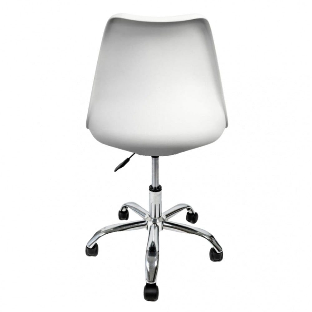 Soho White and Red Plastic Desk Chair with Swivel Base