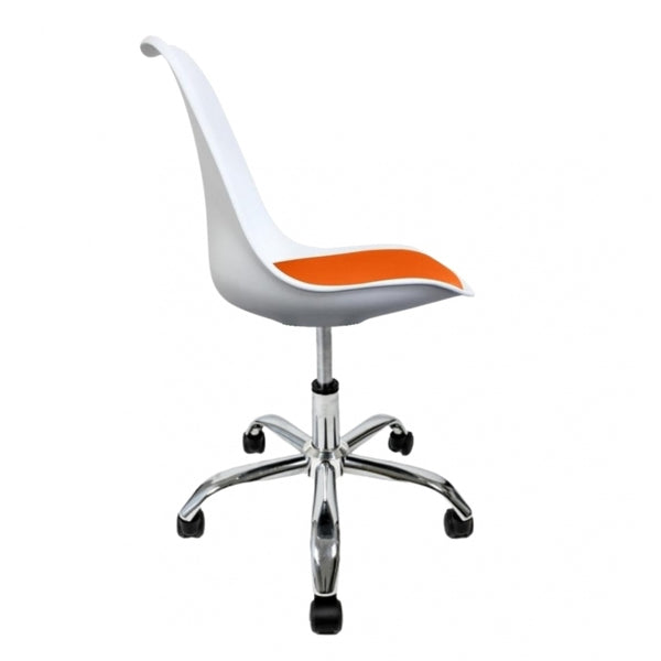 Soho White and Orange Plastic Desk Chair with Swivel Base