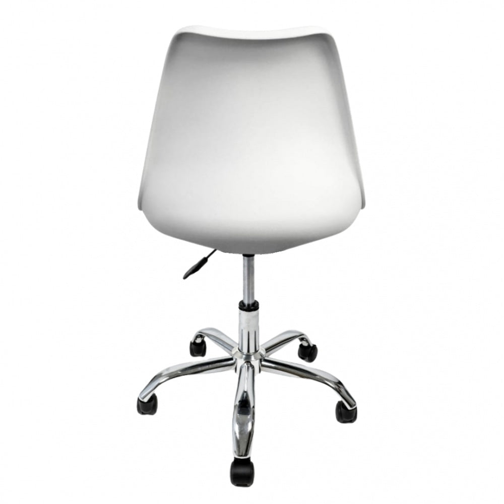 Soho White and Aubergine Plastic Desk Chair with Swivel Base