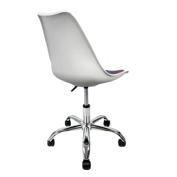 Soho White and Aubergine Plastic Desk Chair with Swivel Base
