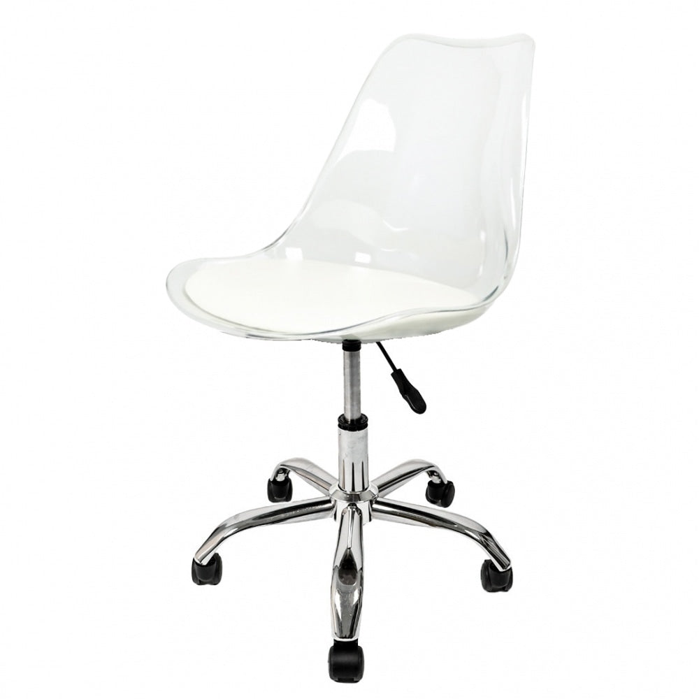 Soho Clear Vanilla Plastic Desk Chair Swivel Base