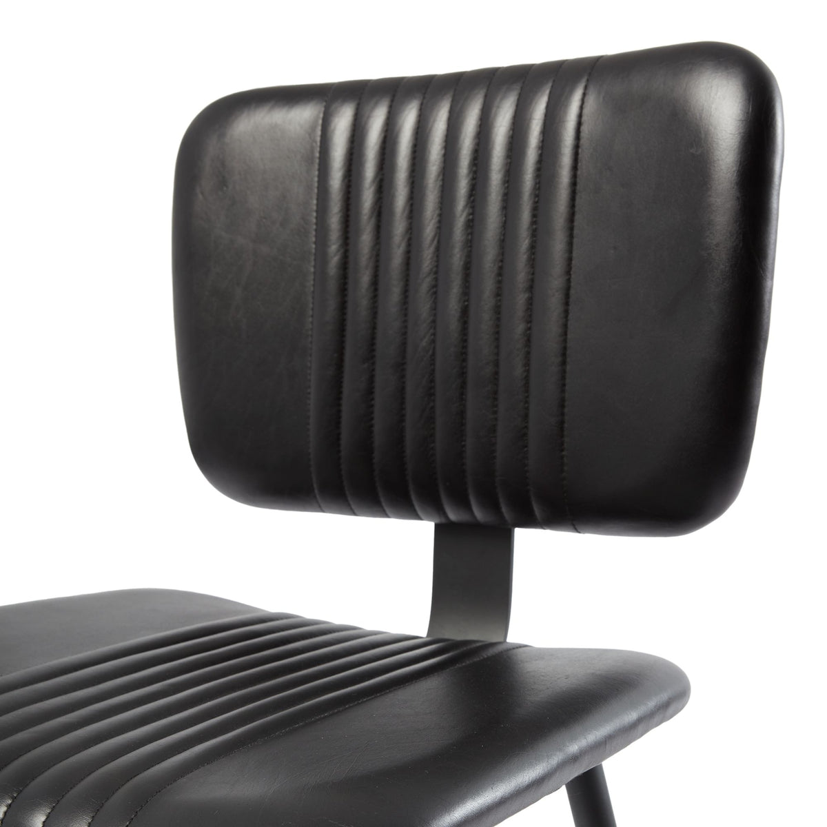 Opel Black Leather Dining Chair