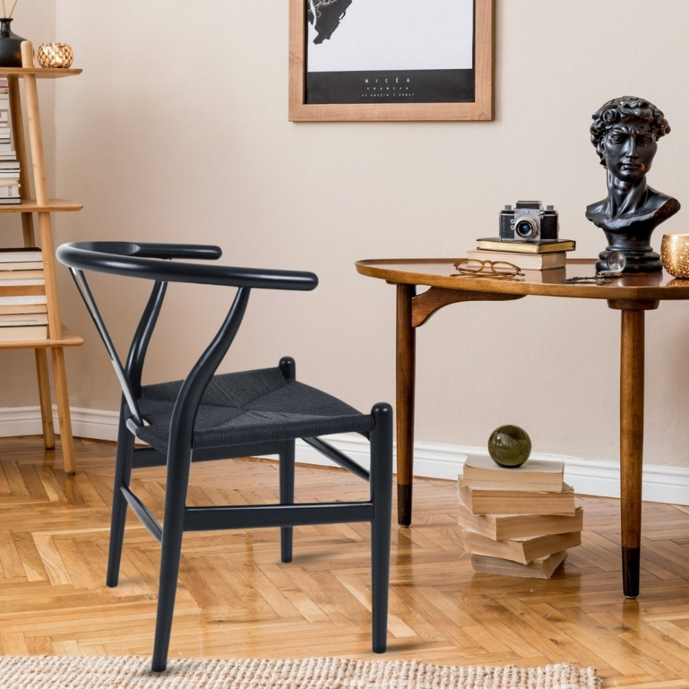 Wishbone Black Beechwood And Black Hemp Weave Dining Chair