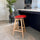 Soho Clear and Red Plastic Bar Stool with Light Wood Legs