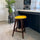 Soho Clear and Yellow Plastic Bar Stool with Dark Wood Legs