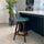 Soho Clear and Teal Plastic Bar Stool with Dark Wood Legs