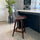 Soho Clear and Aubergine Plastic Bar Stool with Dark Wood Legs