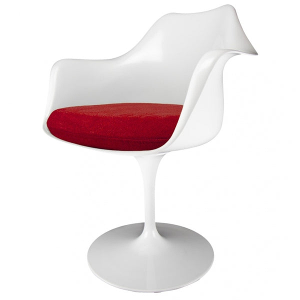 White and Velveteen Scarlet Red Chelsea Armchair