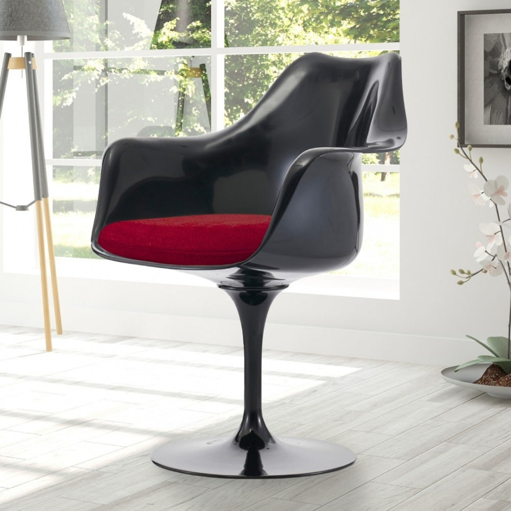 Black and Velveteen Scarlet Red Chelsea Armchair