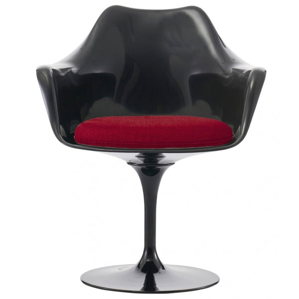 Black and Velveteen Scarlet Red Chelsea Armchair