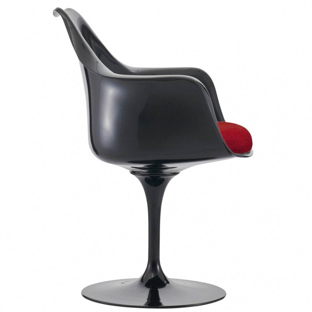 Black and Velveteen Scarlet Red Chelsea Armchair