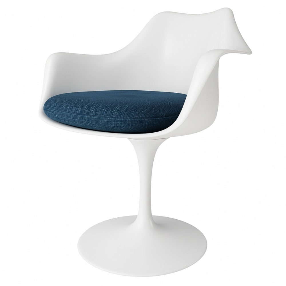 White and Textured Blue Chelsea Armchair