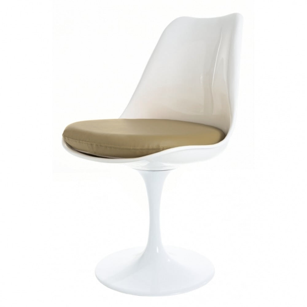 White and Taupe PU Chelsea Side Chair