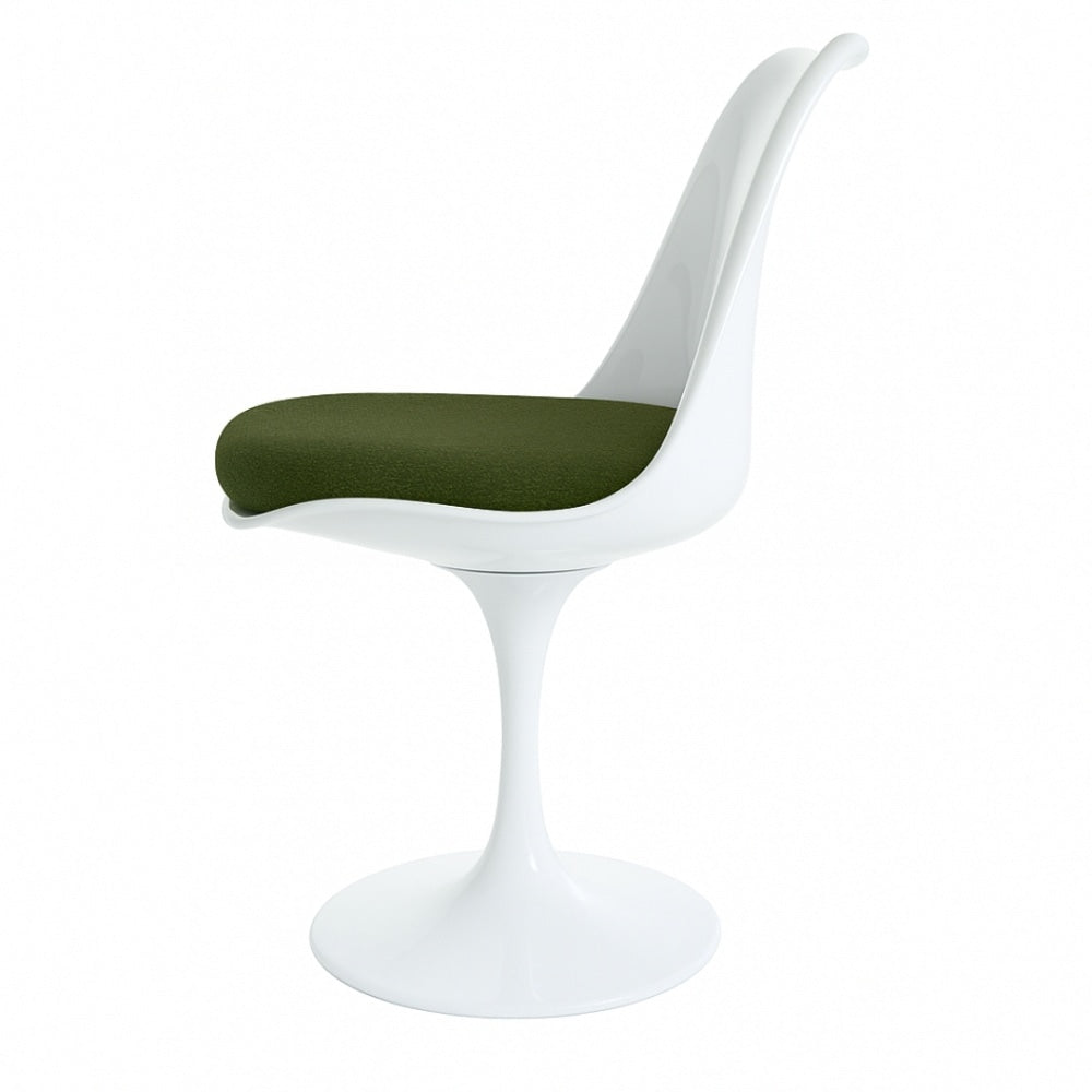 White and Dark Green Bouclé Chelsea Side Chair