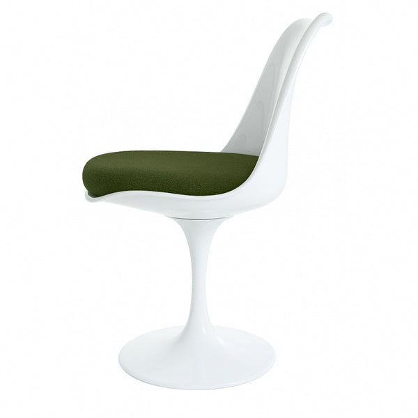 White and Dark Green Bouclé Chelsea Side Chair