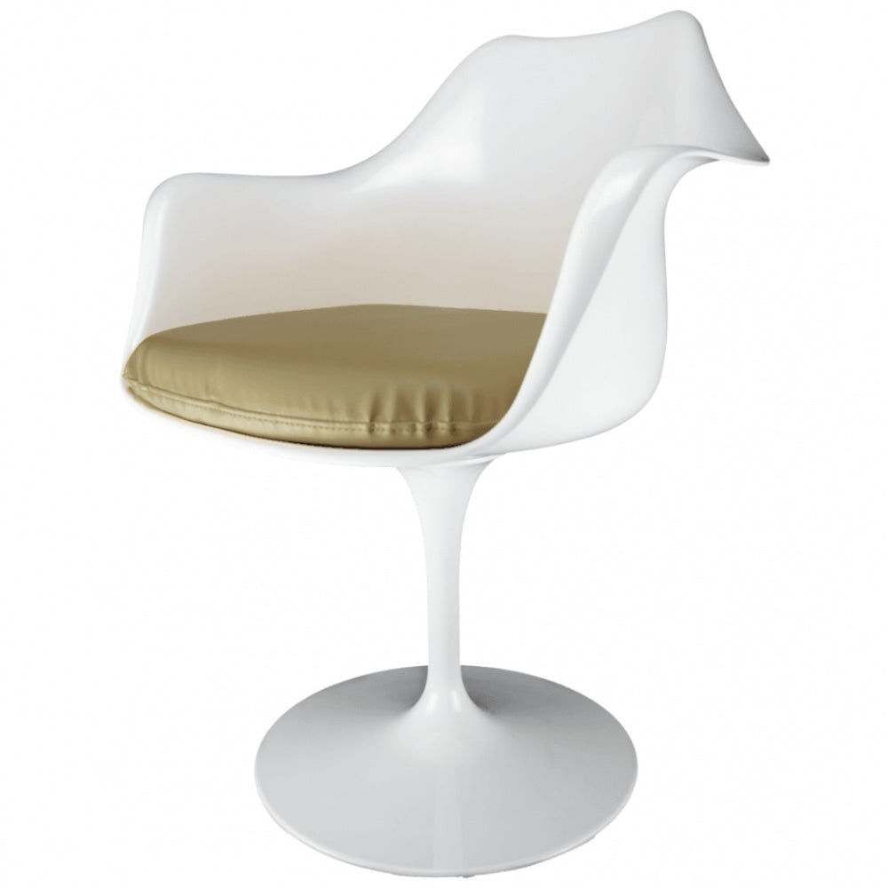 White and Taupe PU Chelsea Armchair