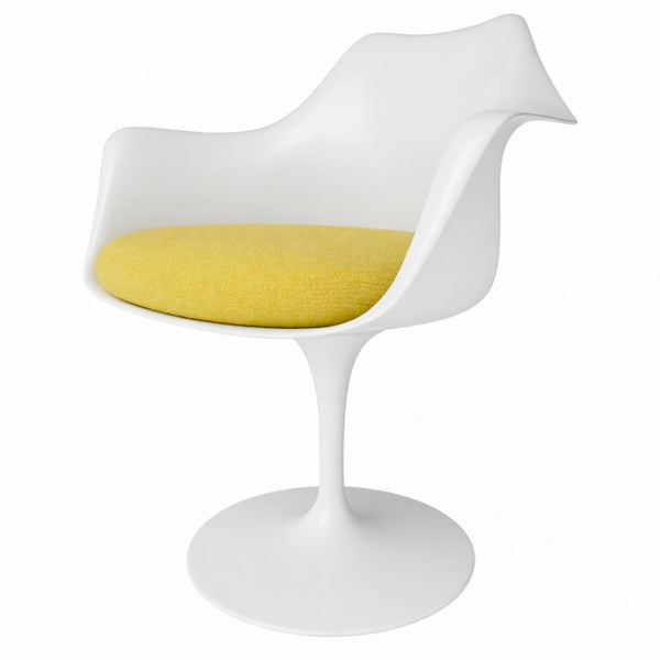 White and Sunflower Yellow Chenille Chelsea Armchair