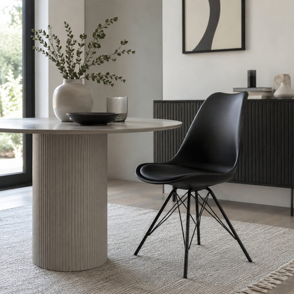 Soho Black Plastic Dining Chair with Black Metal Legs