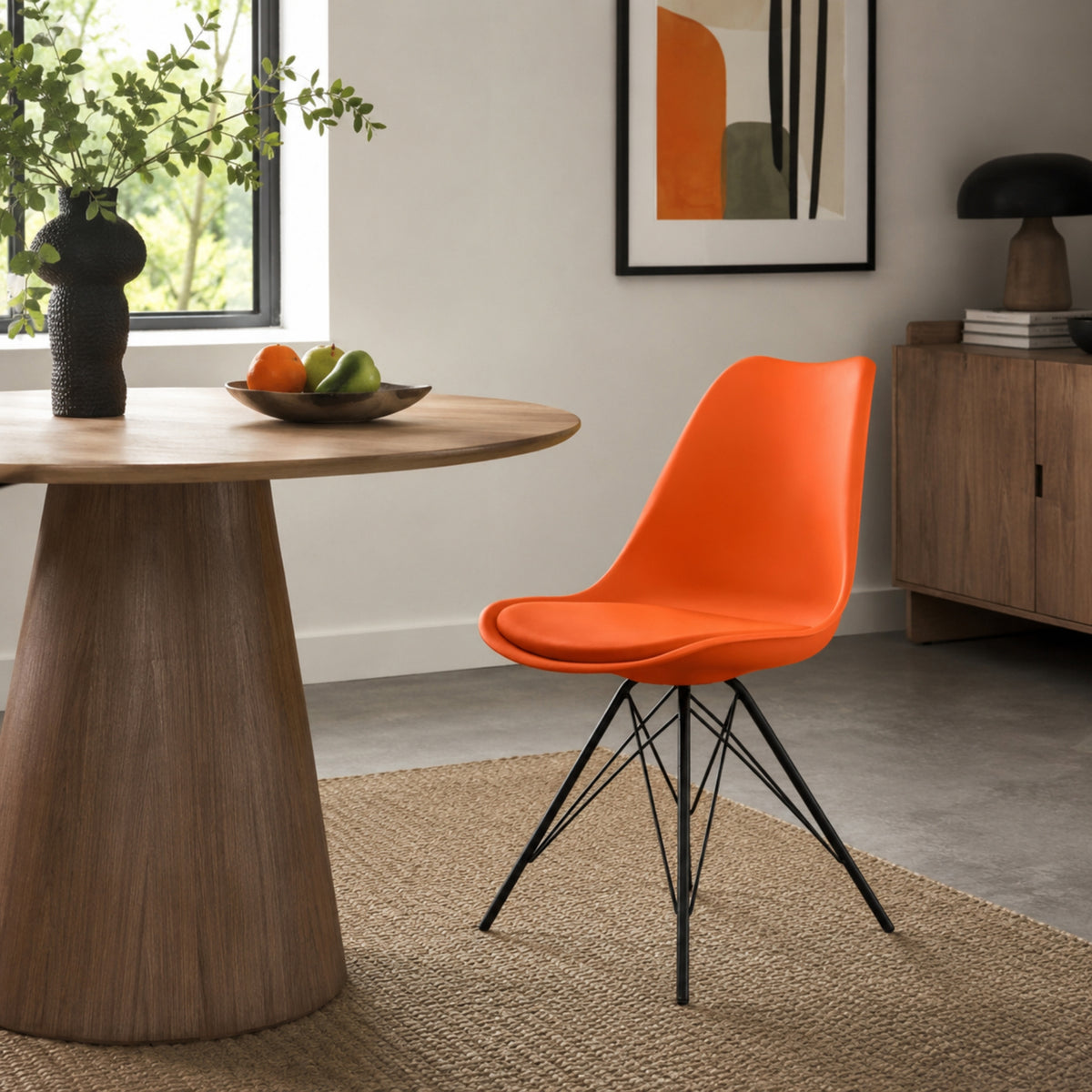 Soho Orange Plastic Dining Chair with Black Metal Legs