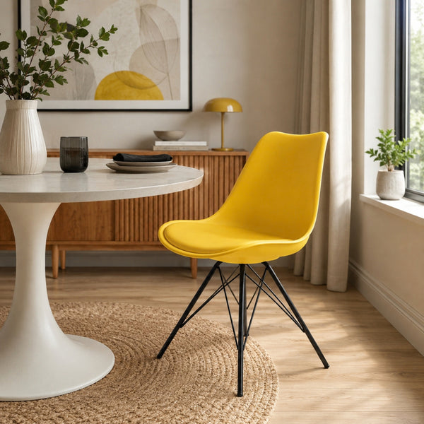 Soho Yellow Plastic Dining Chair with Black Metal Legs