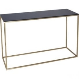Black Glass and Gold Metal Contemporary Console Table