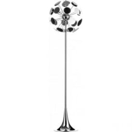 Chrome Tall Floor Standing Lamp with Disc Shade