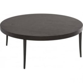 Circular Coffee Table in Dark Charcoal Wood with Gun Metal Legs