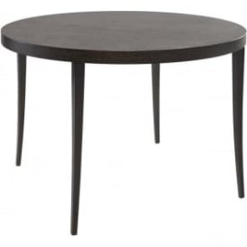 Circular Dining Table in Dark Charcoal Wood with Gun Metal Legs