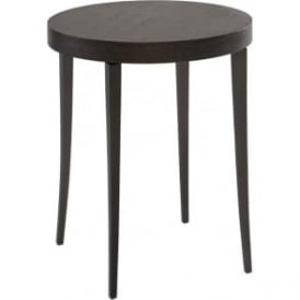Circular Side Table in Dark Charcoal Wood with Gun Metal Legs