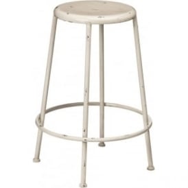 Cream Metal Distressed Artisan Bar Stool