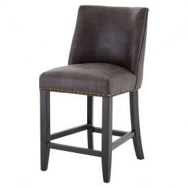 Dark Brown Faux Leather Rodeo Bar Stool