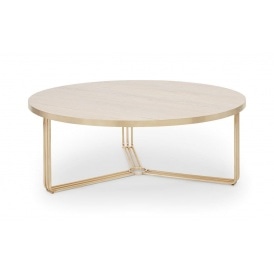 Deco - Large Circular Coffee Table With Various Wooden Tops and Frame Colour Options