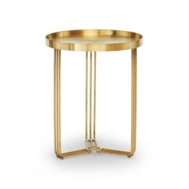 Deco - Small Circular Side Table With Brushed Brass Recessed Tray and Frame Colour Options
