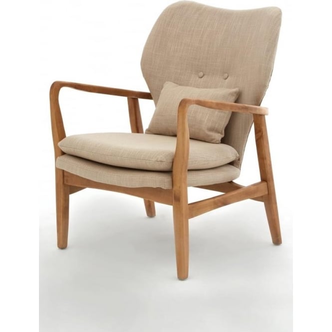 Fusion Living Beige Upholstered Mid Century Scandinavian Armchair