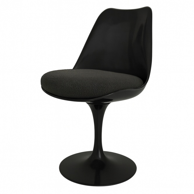 Fusion Living Black and Charcoal Grey Bouclé Chelsea Side Chair