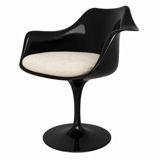 Fusion Living Black and Cream Bouclé Chelsea Armchair