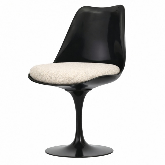 Fusion Living Black and Cream Bouclé Chelsea Side Chair