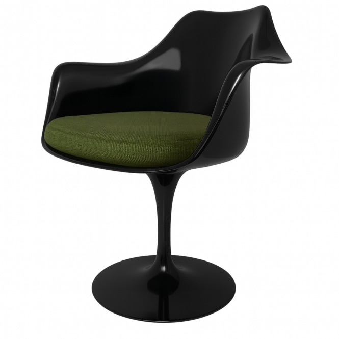 Fusion Living Black and Dark Green Bouclé Chelsea Armchair