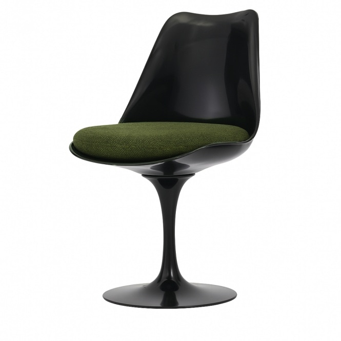 Fusion Living Black and Dark Green Bouclé Chelsea Side Chair