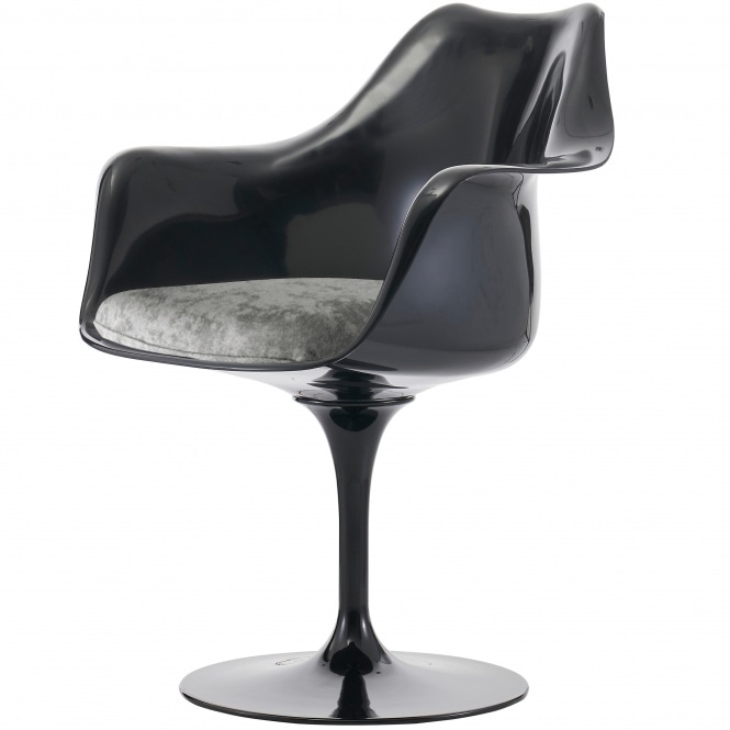 Fusion Living Black and Luxurious Grey Chelsea Armchair