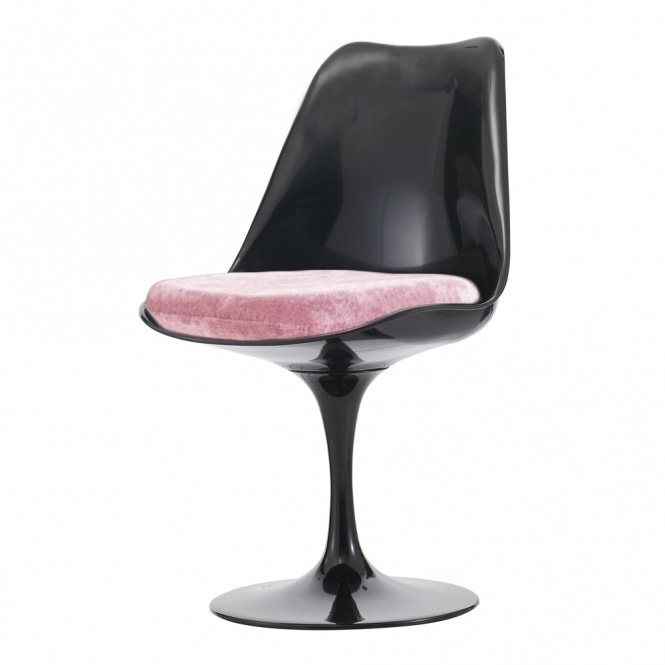 Fusion Living Black and Luxurious Light Pink Chelsea Side Chair