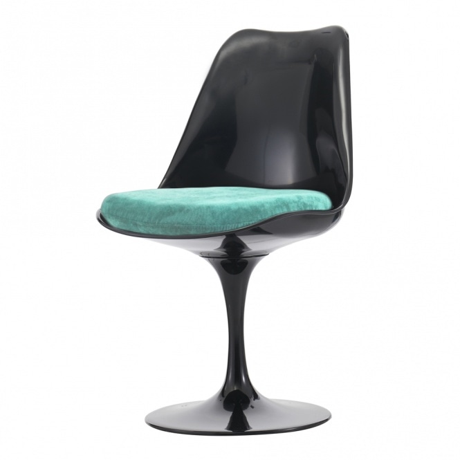 Fusion Living Black and Luxurious Turquoise Chelsea Side Chair