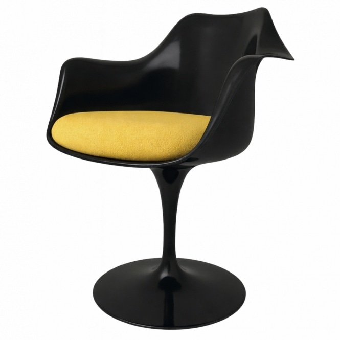 Fusion Living Black and Sunflower Yellow Chenille Chelsea Armchair